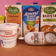 Packages of various vegan milkshake ingredients on tabletop